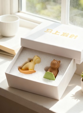 卡通动物树脂桌面摆件礼盒闺蜜