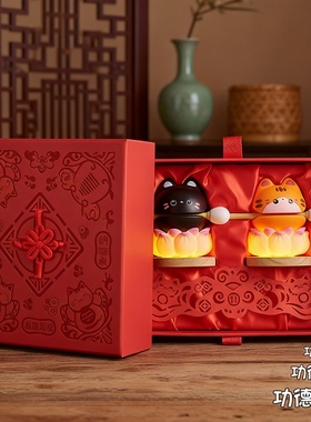 国潮猫咪树脂小夜灯礼盒摆件