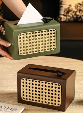 复古收纸盒编织纹理方形纸巾盒