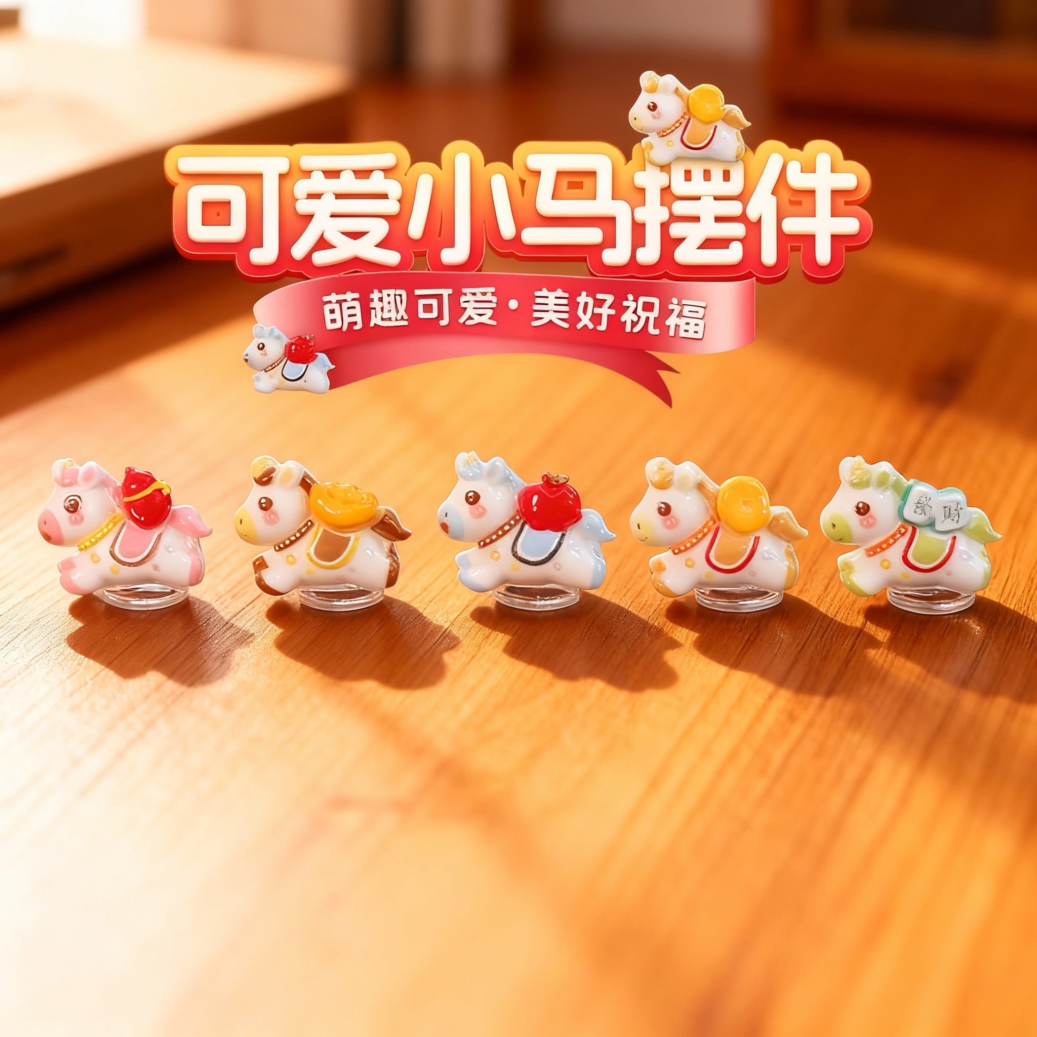 可爱小马摆件车载桌面3D模型萌趣创意装饰品软萌配饰,淘宝优惠券,粉丝福利购,淘宝优惠卷