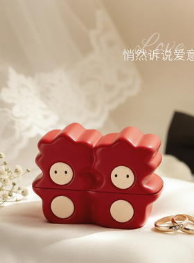 创意萌趣双喜摆件桌面喜庆装饰