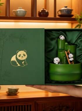 新中式熊猫流水摆件乔迁送礼