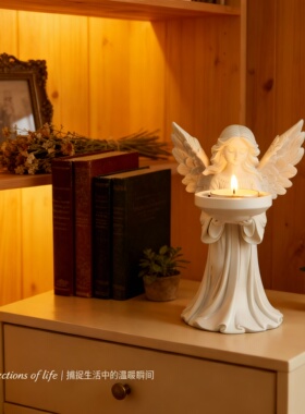 北欧天使树脂可发光烛台摆件