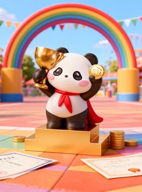 国潮熊猫树脂托特包桌面摆件