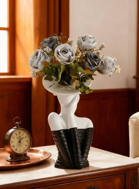 简约现代人物树脂花瓶摆件送礼