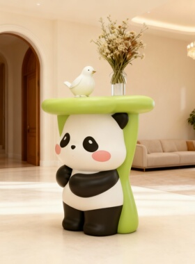 可爱熊猫树脂落地摆件收纳装饰