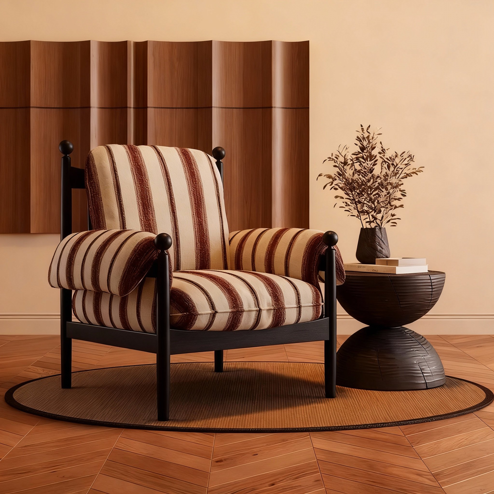 复古怀旧实木庭院凳条纹坐垫框架结构客厅椅子,淘宝优惠券,粉丝福利购,淘宝优惠卷