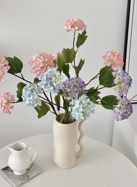 高端3头木绣球仿真花雪球花雪绣球花假花客厅家居花艺摆件装饰