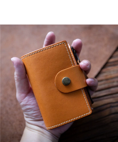Кожаная вместительная и большая ретро маленькая ключница, универсальный бумажник, картхолдер, воловья кожа, из натуральной кожи
