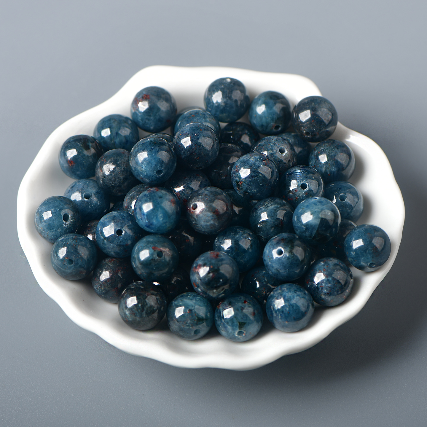 天然水晶血滴蓝晶圆珠diy串珠水晶手串项链手工饰品配件材料 - 图1