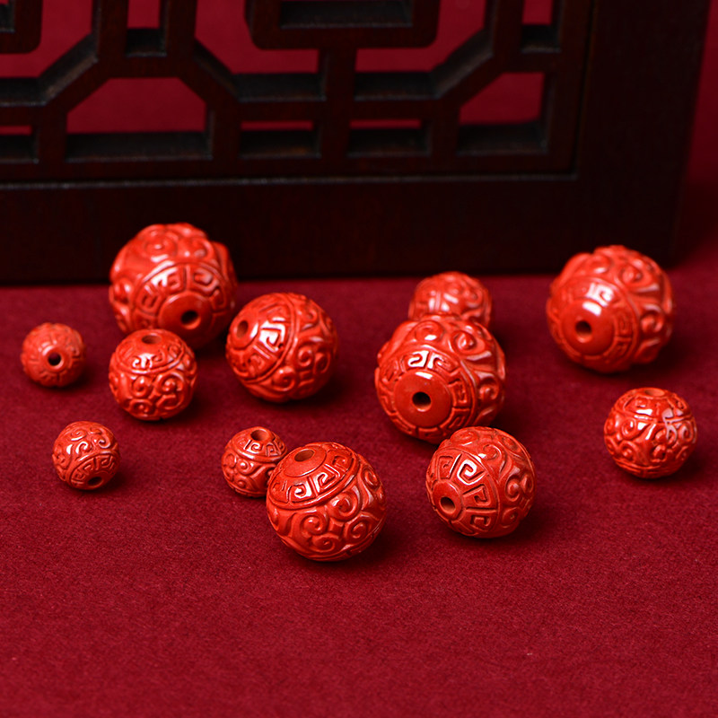 朱砂回纹圆珠diy水晶帝王砂红饰品手工散珠子材料手链吊坠串珠,淘宝优惠券,粉丝福利购,淘宝优惠卷