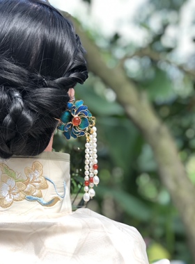 小筑孔雀毛仿点翠发簪渐变古风