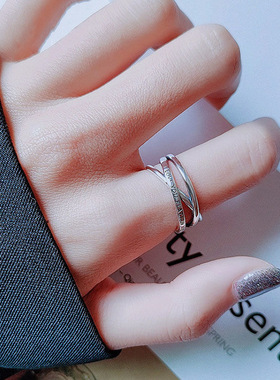 ins风交织英文开口戒指