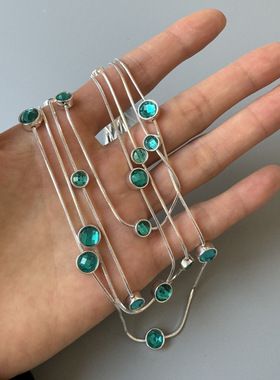 圆形多层锆石吊坠项链时尚爆款小