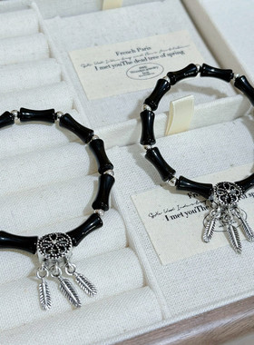 新中式国风竹节捕梦网流苏手链设计感小众手串个性气质男女复古