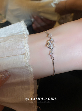 冷淡风锆石爱心蝴蝶结手链小众轻