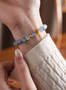 蓝晶石圆形圆球灯笼手链复古民族