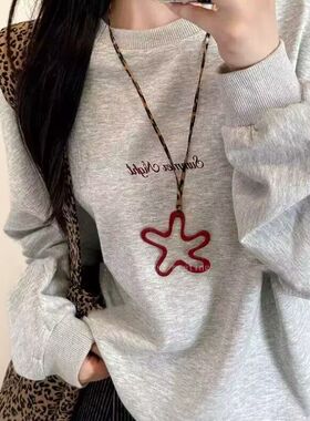 蝴蝶结圆形吊坠项链波西米亚小众