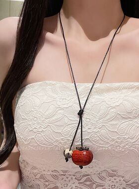蜡绳木珠番茄大蒜吊坠项链个性时