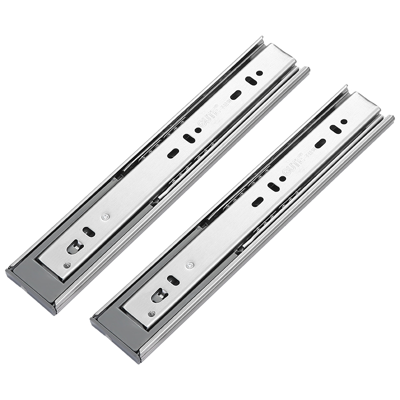 固特抽屉滑道静音轨道办公桌键盘托缓冲滑轨道不锈钢三节阻尼滑轨 - 图3