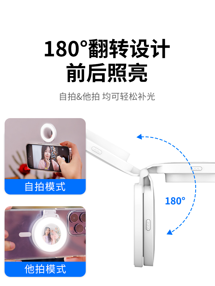 JJC 手机补光灯磁吸Magsafe自拍镜便携口袋柔光灯拍照vlog直播自拍美颜翻转补光神器网红推荐新年礼物送女友 - 图0