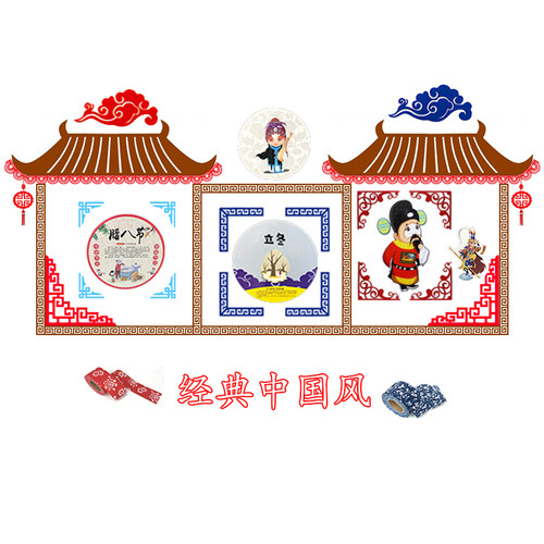 幼儿园文化墙 开学装饰 京剧边框材料主题设计小学教室布置环创 - 图1