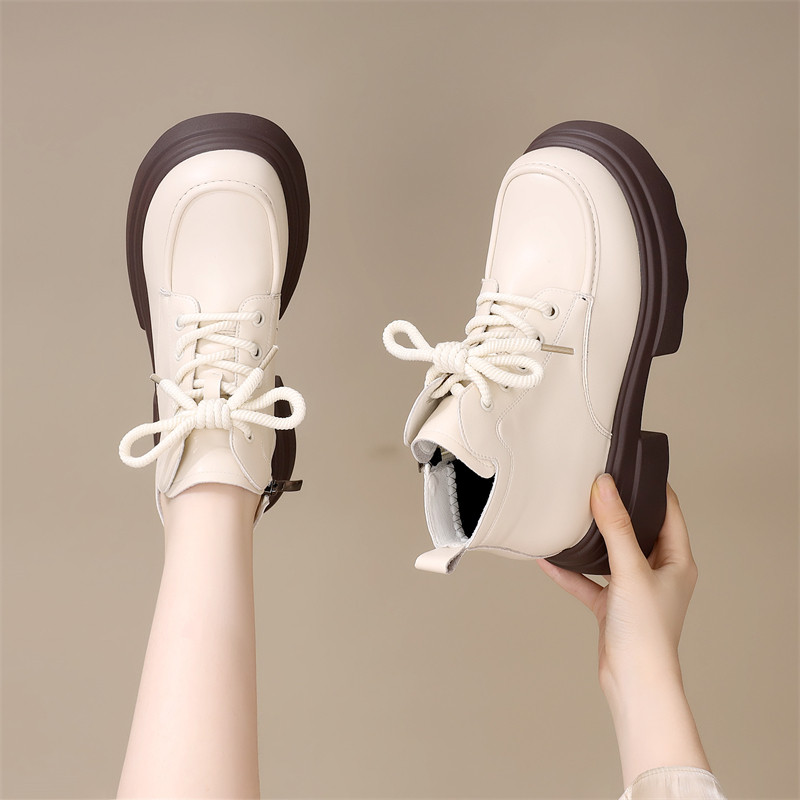 真皮厚底马丁靴女2025年秋季新款软底加厚棉靴英伦风短筒短靴白色,淘宝优惠券,粉丝福利购,淘宝优惠卷