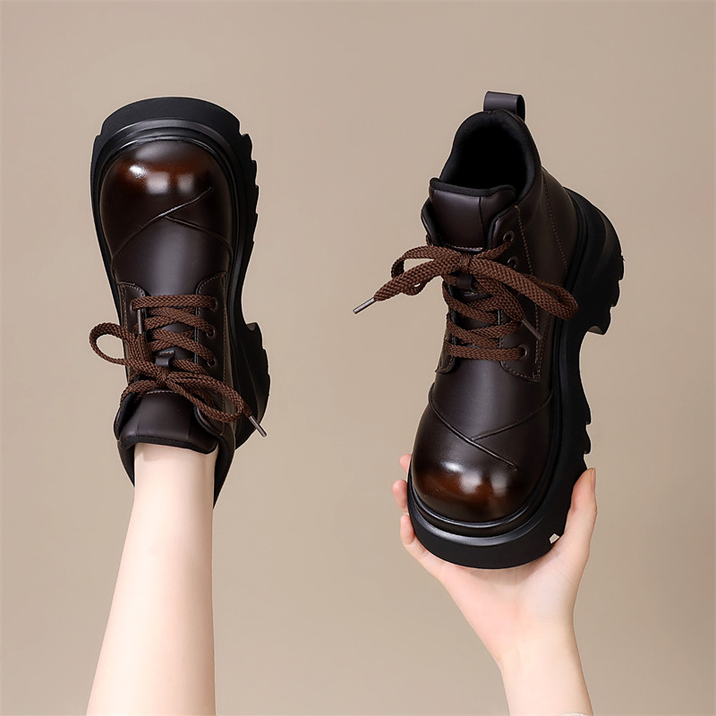 厚底短靴女2025年秋季新款百搭显瘦防滑复古舒适增高英伦风马丁靴,淘宝优惠券,粉丝福利购,淘宝优惠卷