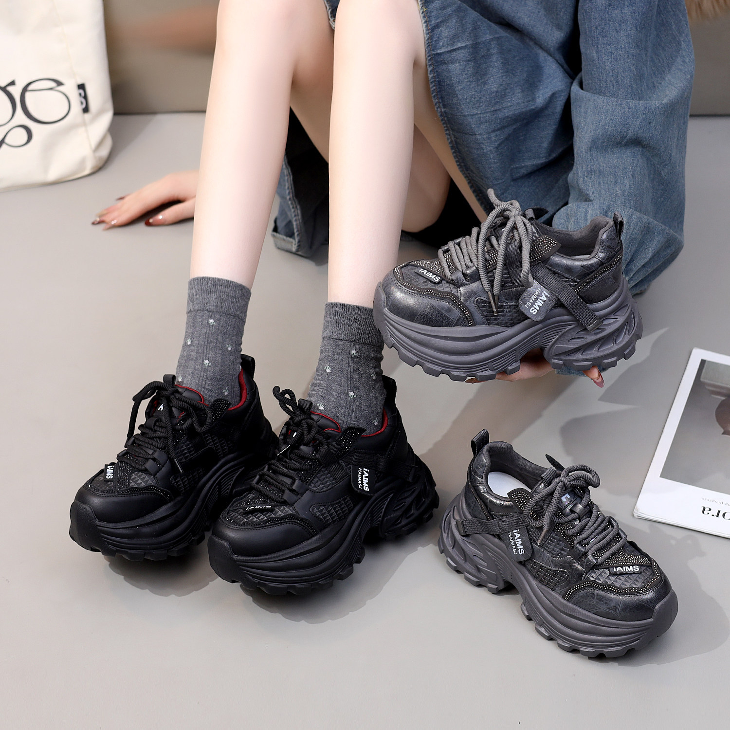 真皮厚底增高老爹鞋女2025年春秋新款时尚舒适百搭休闲爆款运动鞋,淘宝优惠券,粉丝福利购,淘宝优惠卷