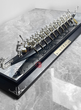 龙舟摆件公司logo中式实木