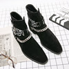 Chelsea boots men's pointed toe Martin boots hairstylist short boots