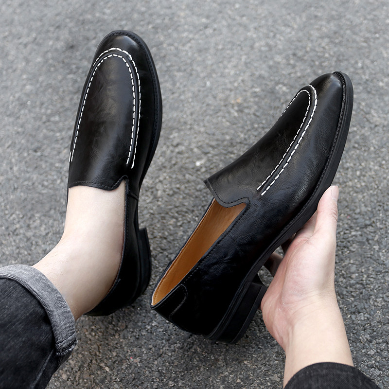 真皮小皮鞋男软底豆豆鞋商务休闲牛皮透气一脚蹬懒人鞋尖头乐福鞋,淘宝优惠券,粉丝福利购,淘宝优惠卷