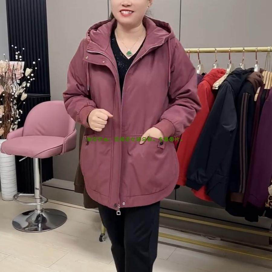 大码棉服女2024秋冬新款宽松遮肉休闲连帽加绒妈妈装网红棉服外套,淘宝优惠券,粉丝福利购,淘宝优惠卷