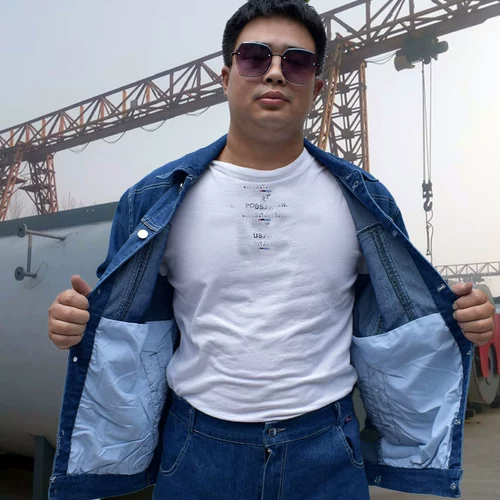 纯棉牛仔劳保工作服套装男焊工高弹力带反光条电焊服耐磨防烫工装