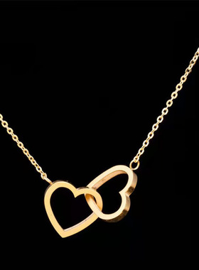 钛钢不掉色锁骨链女心形时尚项链