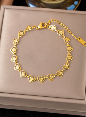 甜酷风钛钢不掉色爱心项链女手链