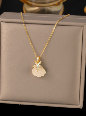 欧美时尚轻奢感爱心翅膀月亮项链