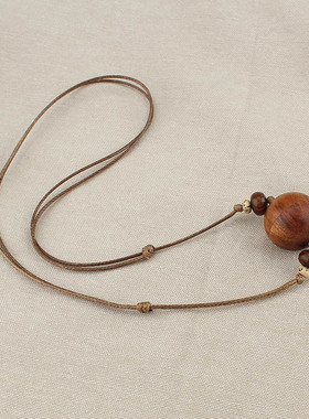 紫光檀木珠可打开香丸盒子项链女