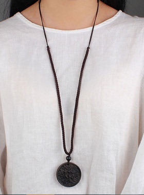 原创黑檀木编织绳挂件衣服饰品