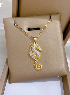 小海马动物轻奢气质华丽满钻项链