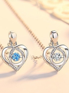 铜十字链女跳动的心挂坠项链心形