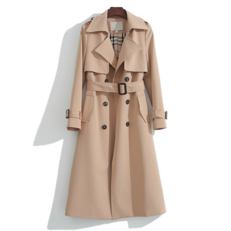 卡其色中长款流行2020春秋新款风衣 姿莲娜风衣