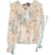 ເສື້ອຢືດ Chiffon ພິມເສື້ອ bell sleeves niche
