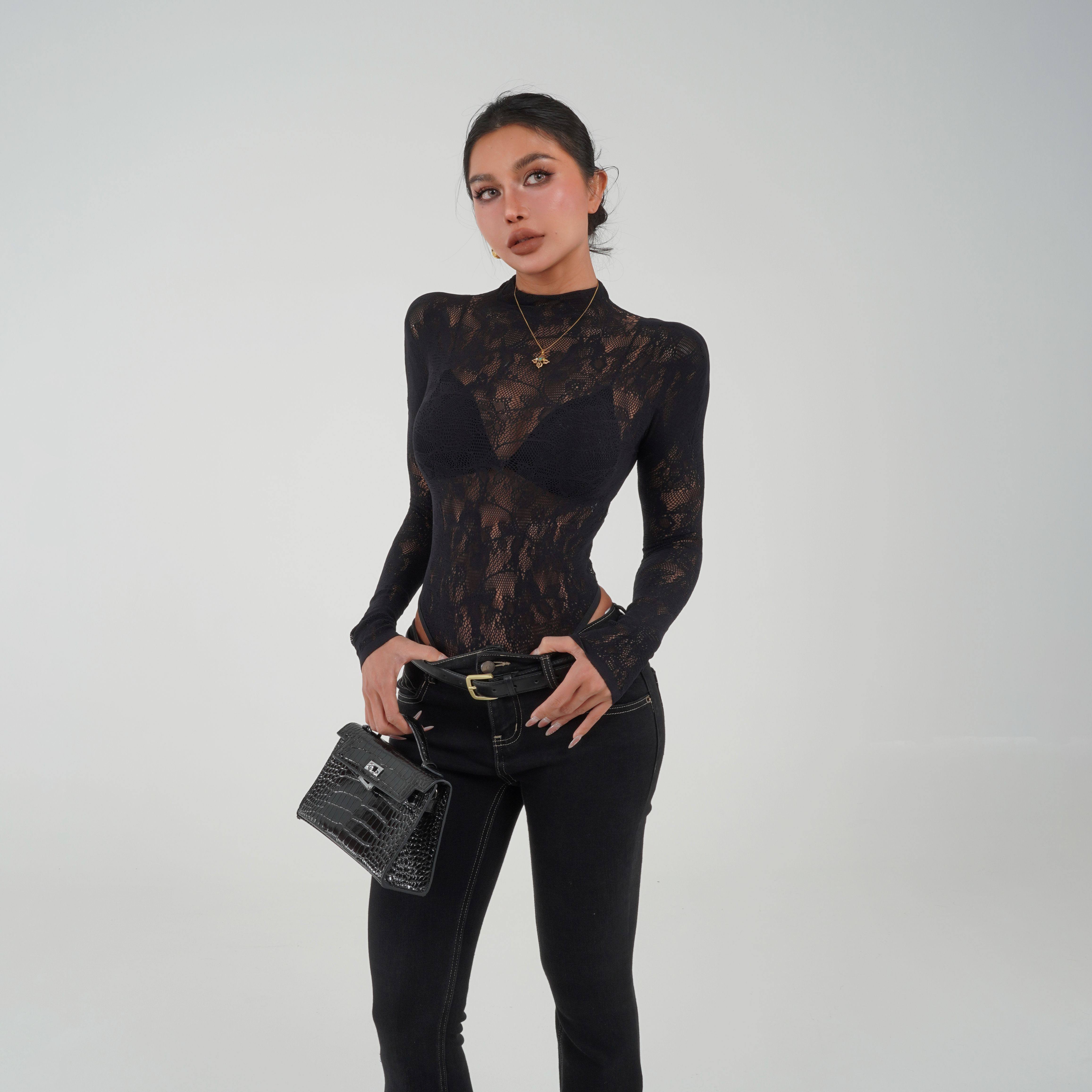 【蜜蜜家】烟花易冷 欧美辣妹性感蕾丝镂空长袖连体衣 WD/02645,淘宝优惠券,粉丝福利购,淘宝优惠卷