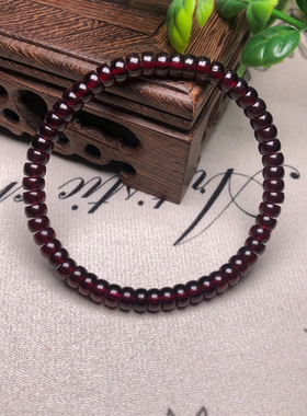 天然石榴石隔片碟珠手串批发直切药片情侣款时尚算盘珠清新甜美