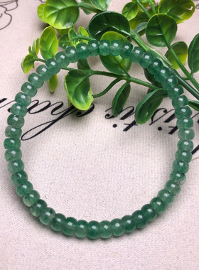 算盘车轮扁珠天然绿草莓晶光面算盘珠手串手链直切老型珠饰品珠子