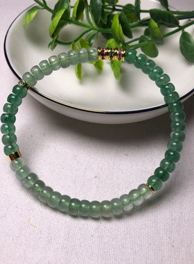 天然材质绿草莓直切药片手串文玩潮流DIY手串K金手串直播热卖款式