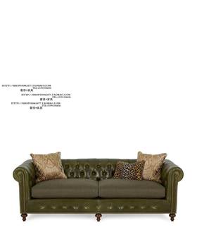 ເອີຣົບປະເທດຝຣັ່ງແບບ rivet ປຸ່ມ waxed ຫນັງ fabric double ສາມບ່ອນນັ່ງ sofa ໂຮງແຮມຄາເຟ