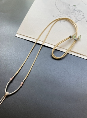 59原创手作黄金翡翠玉石吊坠挂绳简约文艺可调节长短细绳1.5mm