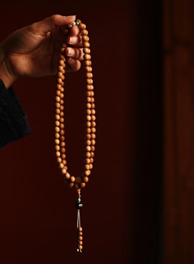 含元印度迈索尔老山檀香手串黑肉念珠文玩手链男女108颗项链沉香